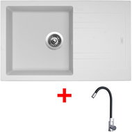 Sinks Linea 780 Milk + Elasta stainless steel/black - Kitchen Sink and Tap Set