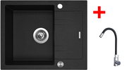 Sinks Linea 600 XC Granblack + Elasta stainless steel/black - Kitchen Sink and Tap Set
