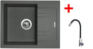 Sinks Linea 600 Titanium + Elasta stainless steel/black - Kitchen Sink and Tap Set