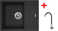 Sinks Linea 600 Granblack + Elasta stainless steel/black - Kitchen Sink and Tap Set
