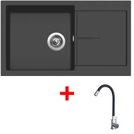 Sinks Infinity 860 Pureblack + Elasta stainless steel/black - Kitchen Sink and Tap Set