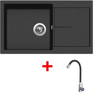 Sinks Infinity 860 Metalblack + Elasta stainless steel/black - Kitchen Sink and Tap Set