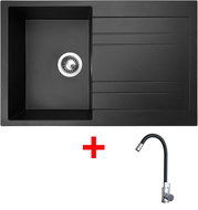 Sinks Grande 800 Metalblack + Elasta stainless steel/black - Kitchen Sink and Tap Set