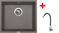 Sinks Frame 457 Truffle + Elasta stainless steel/black - Kitchen Sink and Tap Set
