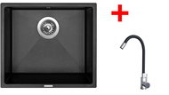 Sinks Frame 457 Metalblack + Elasta stainless steel/black - Kitchen Sink and Tap Set