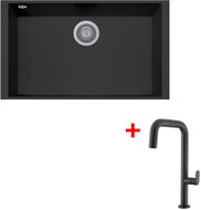 Sinks Cube 690U Nanoblack + Eva P Nanoblack - Kitchen Sink and Tap Set