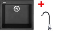 Sinks Cube 560 Pureblack + Elasta stainless steel/black - Kitchen Sink and Tap Set