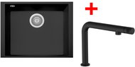 Sinks Cube 490U Nanoblack + Comforta Nanoblack - Kitchen Sink and Tap Set