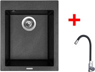 Sinks Cube 410 Metalblack + Elasta stainless steel/black - Kitchen Sink and Tap Set