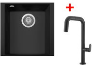 Sinks Cube 340U Nanoblack + Eva P Nanoblack - Kitchen Sink and Tap Set