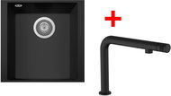Sinks Cube 340U Nanoblack + Comforta Nanoblack - Kitchen Sink and Tap Set