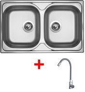 Sinks Classic 800 Duo + Elasta stainless steel/grey - Kitchen Sink and Tap Set