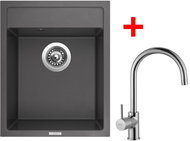 Sinks Classic 400 Pureblack + Vitalia glossy - Kitchen Sink and Tap Set