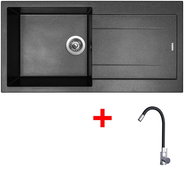Sinks Amanda 990 Metalblack + Elasta stainless steel/black - Kitchen Sink and Tap Set
