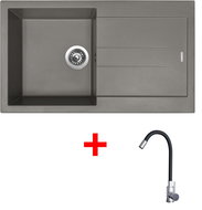 Sinks Amanda 860 Truffle + Elasta stainless steel/black - Kitchen Sink and Tap Set