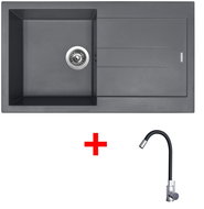 Sinks Amanda 860 Titanium + Elasta stainless steel/black - Kitchen Sink and Tap Set