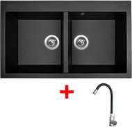 Sinks Amanda 860 Duo Metalblack + Elasta stainless steel/black - Kitchen Sink and Tap Set