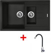 Sinks Amanda 780.1 Metalblack + Elasta stainless steel/black - Kitchen Sink and Tap Set
