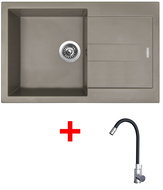 Sinks Amanda 780 Truffle + Elasta stainless steel/black - Kitchen Sink and Tap Set