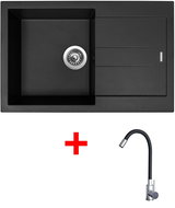 Sinks Amanda 780 Pureblack + Elasta stainless steel/black - Kitchen Sink and Tap Set