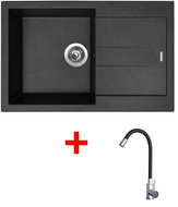 Sinks Amanda 780 Granblack + Elasta stainless steel/black - Kitchen Sink and Tap Set