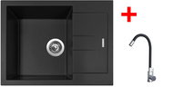 Sinks Amanda 650 Pureblack + Elasta stainless steel/black - Kitchen Sink and Tap Set