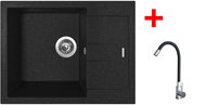 Sinks Amanda 650 Granblack + Elasta stainless steel/black - Kitchen Sink and Tap Set