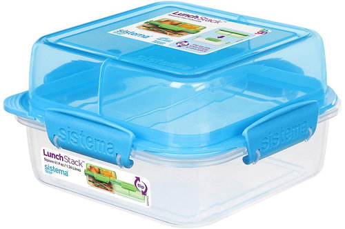 Sistema Lunch Stack Square To Go Blue Online 1.24L  (4) - Storage Jar - Main image