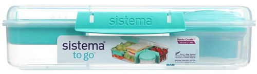 Sistema Tříkomorová krabička na oběd s nádobou na jogurt a miskou 1,48 l, mátová - Svačinový box - Hlavní obrázek