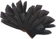 SIXTOL Polyester semi-wet work gloves in PU Glove PE-PU, black, 6 pairs - Work Gloves