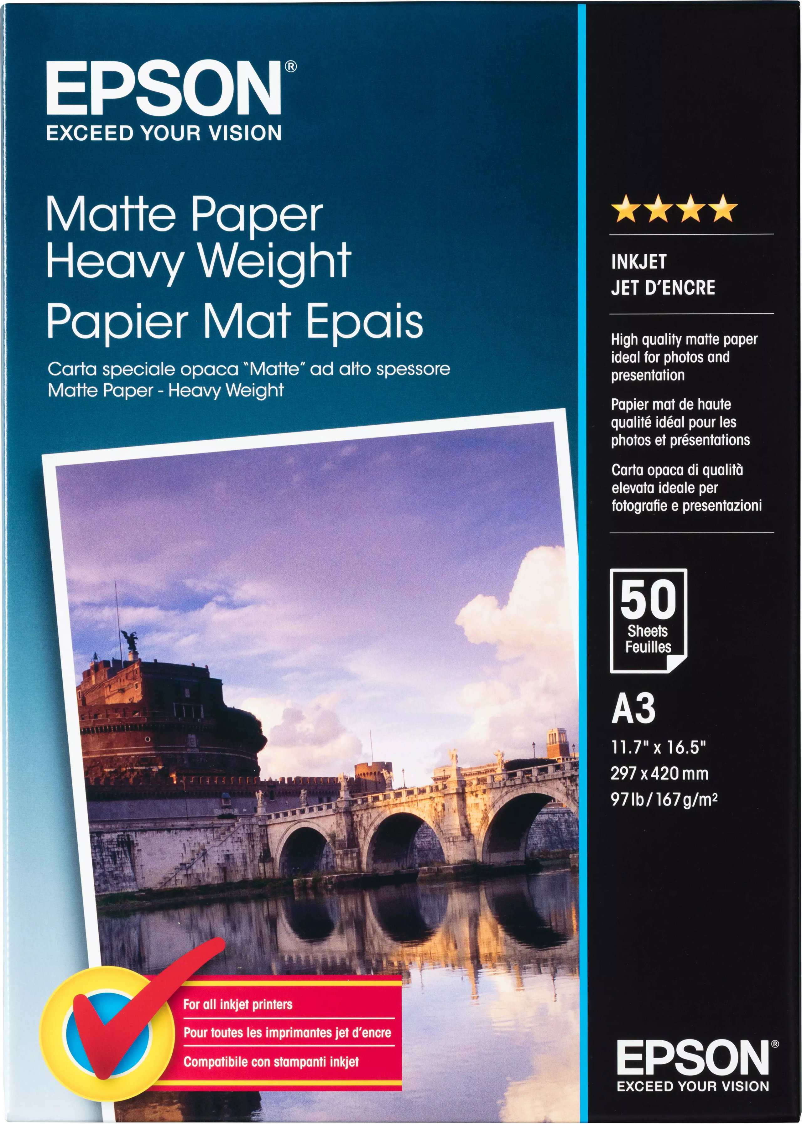 Epson Matte Paper Heavy Weight - DIN A3 - 167g/m2 - 50 lap