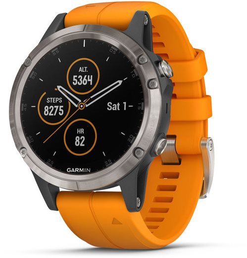 Garmin Fenix 5 Plus Sapphire Titanium Optic Solar Flare Orange Band Smart Watch alza.sk