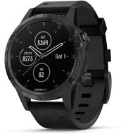 Garmin Fenix 5 Plus Sapphire Black Optic Black Leather Band - Smart hodinky