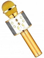 Karaoke bluetooth microphone with round speaker, gold - Microphone