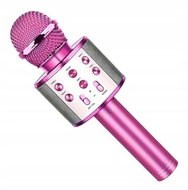 Karaoke bluetooth microphone with round speaker, pink - Microphone