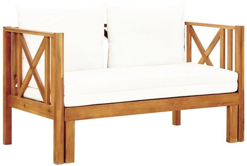 2místná zahradní lavice s poduškami 122 cm masivní akácie, 310307 - Zahradní lavice - Main image