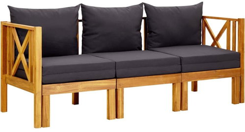 3místná zahradní lavice s poduškami 179 cm masivní akácie, 310310 - Zahradní lavice - Main image
