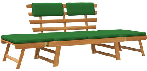 Zahradní lavice s poduškami 2 v 1 190 cm masivní akáciové dřevo, 312121 - Zahradní lavice - Main image