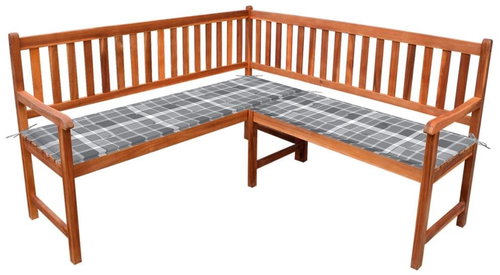Zahradní rohová lavice s poduškami 150 cm masivní akácie, 3063809 - Zahradní lavice - Main image