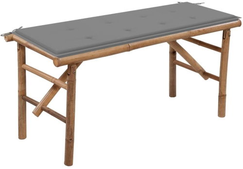 Skládací zahradní lavice s poduškou 118 cm bambus, 3063850 - Zahradní lavice - Main image