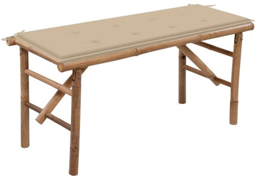 Skládací zahradní lavice s poduškou 118 cm bambus, 3063852 - Zahradní lavice - Main image