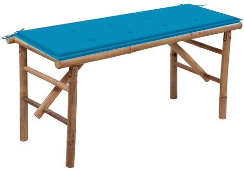 Skládací zahradní lavice s poduškou 118 cm bambus, 3063853 - Zahradní lavice - Main image