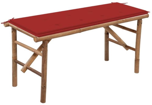 Skládací zahradní lavice s poduškou 118 cm bambus, 3063855 - Zahradní lavice - Main image