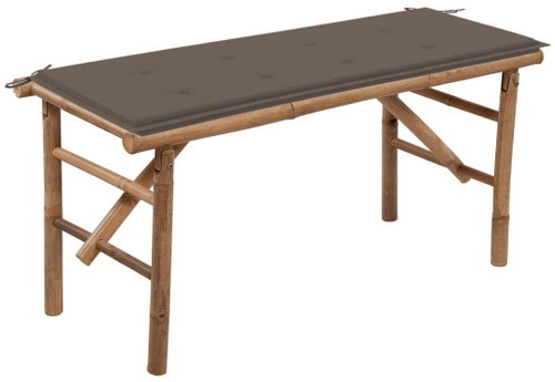 Skládací zahradní lavice s poduškou 118 cm bambus, 3063857 - Zahradní lavice - Main image