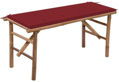 Skládací zahradní lavice s poduškou 118 cm bambus, 3063858 - Zahradní lavice - Main image