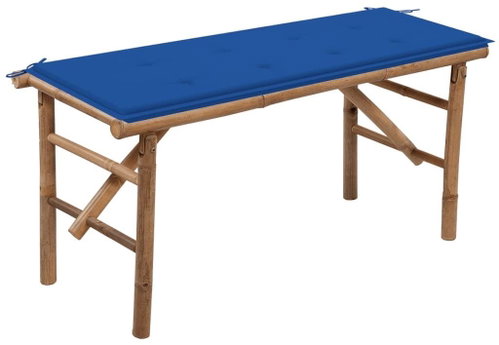 Skládací zahradní lavice s poduškou 118 cm bambus, 3063859 - Zahradní lavice - Main image