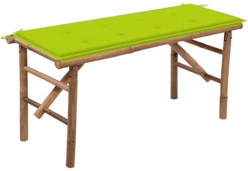 Skládací zahradní lavice s poduškou 118 cm bambus, 3063860 - Zahradní lavice - Main image