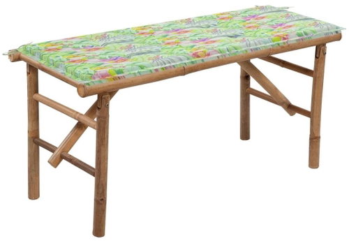 Skládací zahradní lavice s poduškou 118 cm bambus, 3063861 - Zahradní lavice - Main image