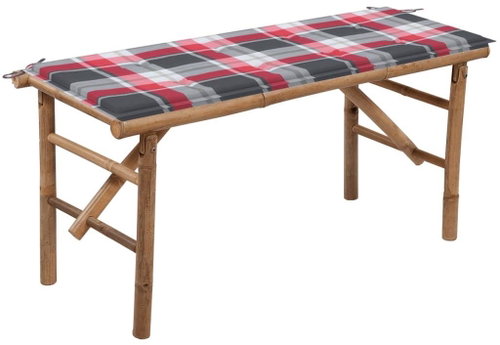Skládací zahradní lavice s poduškou 118 cm bambus, 3063862 - Zahradní lavice - Main image