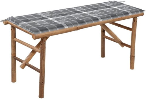 Skládací zahradní lavice s poduškou 118 cm bambus, 3063863 - Zahradní lavice - Main image